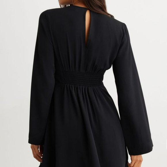 Black Flared Mini Dress - Picture 3 of 3